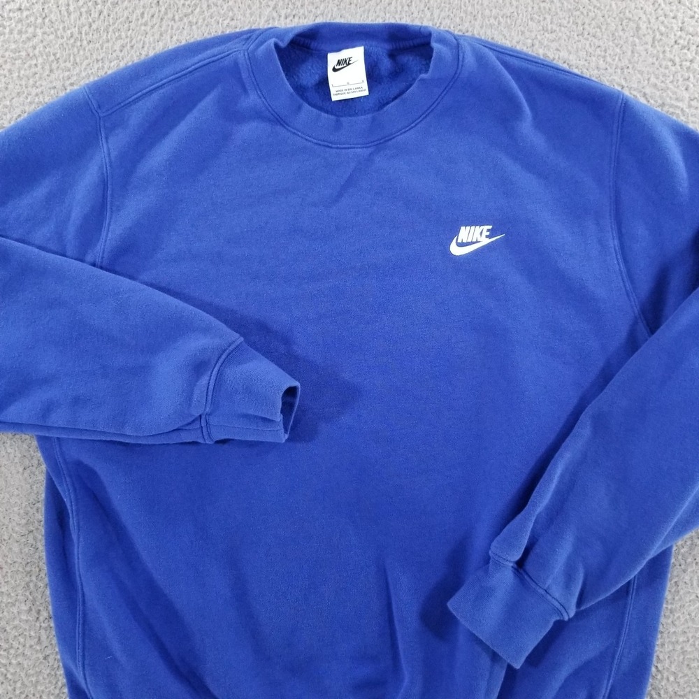 Nike Sweatshirt *FLAWS* Mens Large Blue Club Fleece Crew Sweatshirt Swoosh Logo